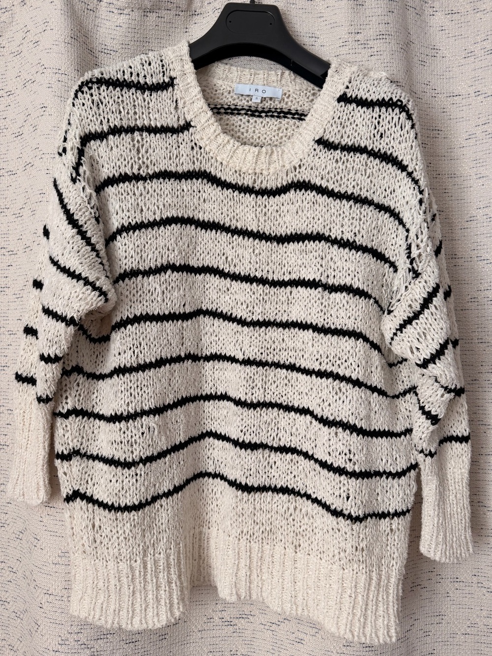 IRO Cream & Black Striped Relaxed Knit Crewneck Sweater
